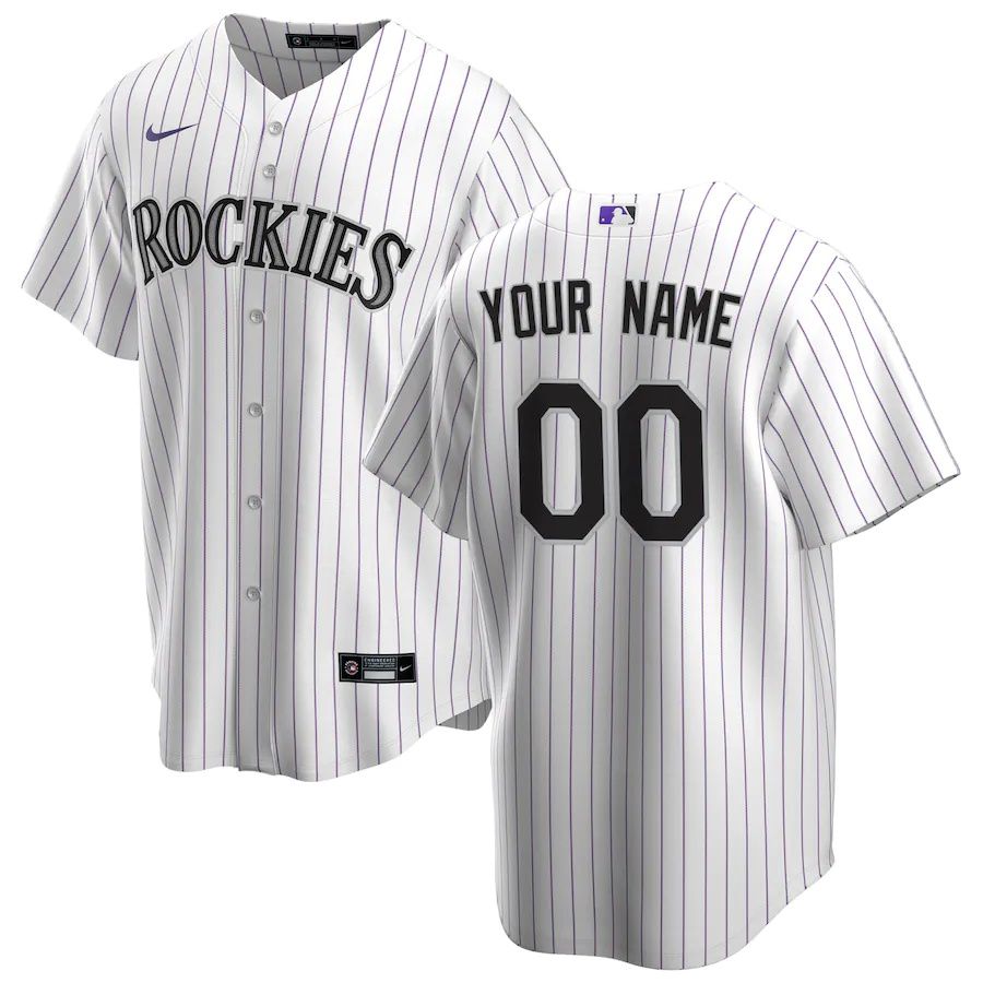 Youth Colorado Rockies Nike White Home Replica Custom MLB Jerseys